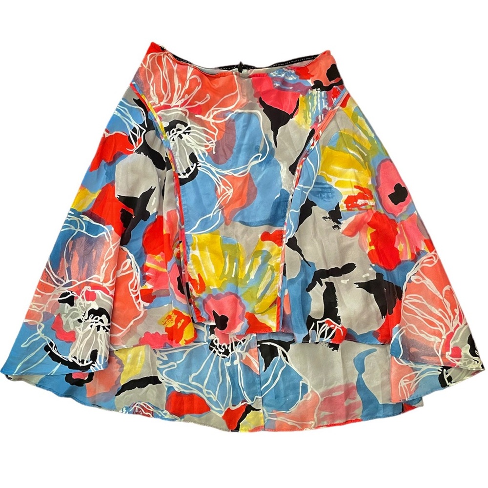 Armani Exchange 100% Silk floral watercolor high low skirt vintage Y2K gorgeous